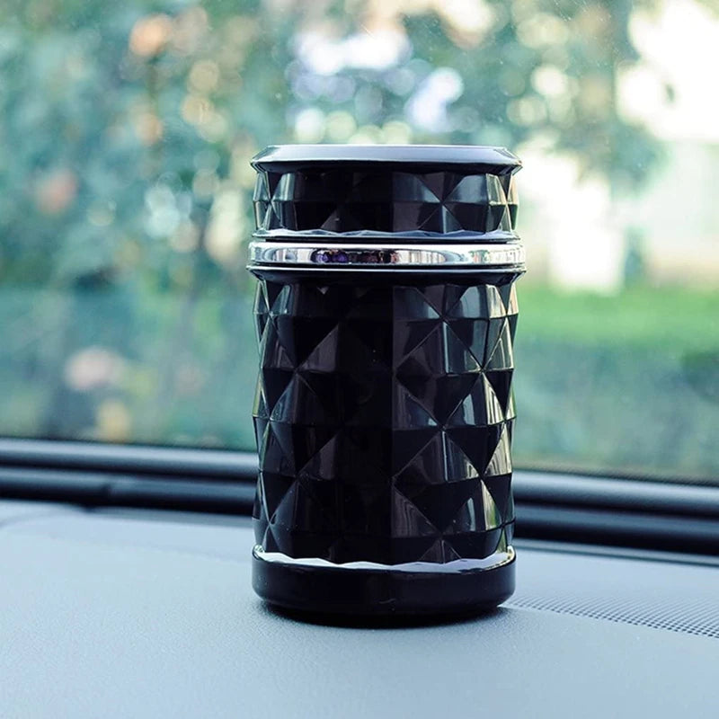 Car Ashtray With LED Light Portable Universal Alloy Ash Tray Aluminum Cup Smokeless Auto Ashtray Flame Retardant Car Accessories