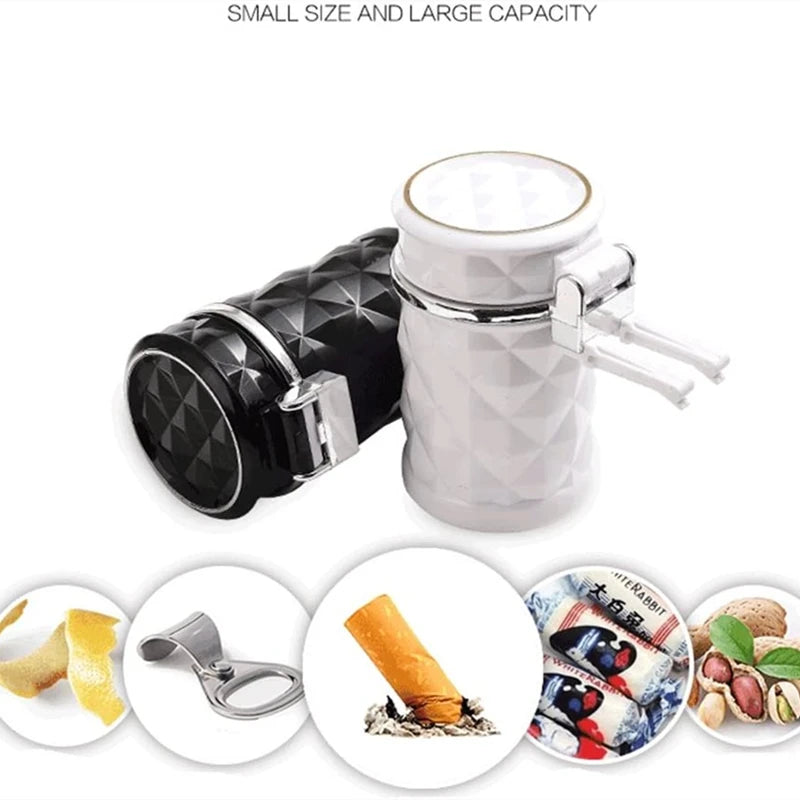 Car Ashtray With LED Light Portable Universal Alloy Ash Tray Aluminum Cup Smokeless Auto Ashtray Flame Retardant Car Accessories