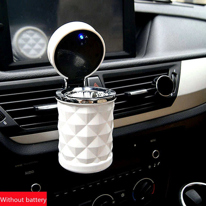 Car Ashtray With LED Light Portable Universal Alloy Ash Tray Aluminum Cup Smokeless Auto Ashtray Flame Retardant Car Accessories