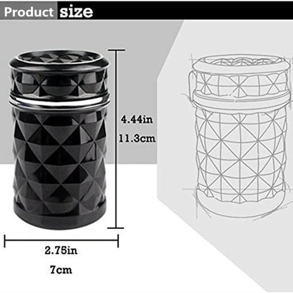 Car Ashtray With LED Light Portable Universal Alloy Ash Tray Aluminum Cup Smokeless Auto Ashtray Flame Retardant Car Accessories