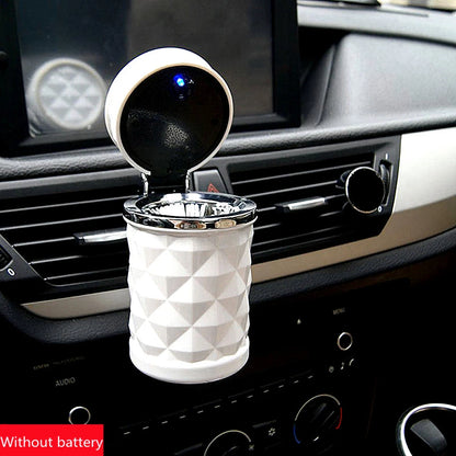 Car Ashtray With LED Light Portable Universal Alloy Ash Tray Aluminum Cup Smokeless Auto Ashtray Flame Retardant Car Accessories